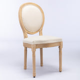 ZNTS A&A Furniture,French Style Solid Wood Frame Antique Painting Linen Fabric Back Dining Chair,Set of W1143141070