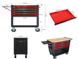 4 DRAWERS MULTIFUNCTIONAL TOOL CART WITH WHEELS AND WOODEN TOP 48936542