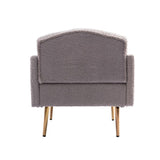 ZNTS COOLMORE Modern Accent Chair with Arms, Tufted Decorative Fabric Armchair with Gold Metal Legs, W39537936