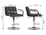2-Pack Bar Stools, PU Leather Adjustable Swivel/ Arms Barstools, Hydraulic Kitchen Counter 44146923