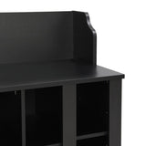 ON-TREND Shoe Storage Bench with Shelves and 4 Hooks, Elegant Hall Tree with Wall Mounted Coat Rack, WF313576AAB