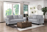 Modern 1pc Loveseat Dark Gray Textured Fabric Upholstered Rounded Arms Attached Cushions B01156448