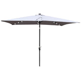 10 x 6.5t Rectangular Patio Solar LED Lighted Outdoor Umbrellas with Crank and Push Button Tilt for W65642332