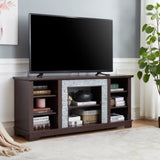 TV Media Stand with with Faux Stacked Stone Surround, Modern Entertainment Console with Open Storage W1758P187684