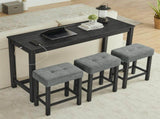 59 Inch Bar, Dining, Sofa with Power Outlet, 3 Upholstered Stools, 4 Piece Bar 64149332