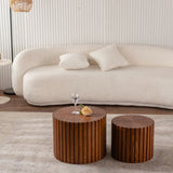Round Wood Coffee Table for Living Room for Small Space Apartment and No Need Assembly W3081P255021