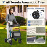 308lbs Foldable Rolling Walker 9" All-Terrain Tires, 7-Level Height , Wide Seat, 01542722