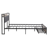 FULL Size Metal Platform Bed Frame with upholstery storage function Headboard and USB LINER and W311133404