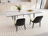 47"-63" expandable dining table set for 2-6 people, equipped with PU fabric thick cushioned dining 84643005
