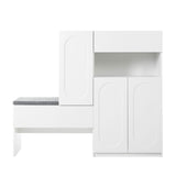 ON-TREND Elegant 2-in-1 Shoe Cabinets with Soft Cushion, Modern Storage Bench with Arched Doors & N721P245716K