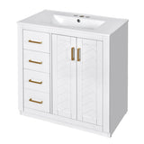 30'' Bathroom with Ceramic Sink Combo,Solid Wood Frame Bathroom Storage Cabinet, Freestanding N710P191970K