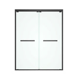 ZNTS 60 in. W x 76 in. HSliding Framed Shower Door in Black Finish with Clear Glass W127253517