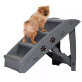Foldable Dog Ramp Stairs Steps -Grey 69996437