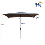 10 x 6.5t Rectangular Patio Solar LED Lighted Outdoor Umbrellas with Crank and Push Button Tilt for W65638624