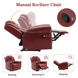 Home Theater Seating Manual Recliner Chair with LED Light Strip for Living Room,Bedroom, Wine Red WF310725AAJ