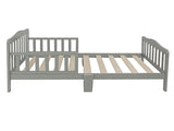 Wooden Baby Toddler Bed Children Bedroom Furniture with Safety Guardrails Gray 84460377