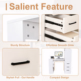 White Computer Desk with 4-in-1 Socket, the Desk with 3 Slide Drawers and 4 Storage Levels, the 04862487