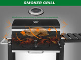 Charcoal Grill with Foldable Side Table and Wheels, Heavy-duty BBQ Grill for Outdoor Picnics Patio 52462179
