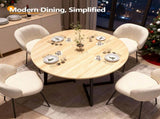 35.43 Inch Half Split Round Dining Table for 4-5 People, Industrial V-Shaped Bend Metal Legs Space 71727497