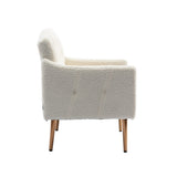 ZNTS COOLMORE Modern Accent Chair with Arms, Tufted Decorative Fabric Armchair with Gold Metal Legs, W39537932