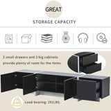 ON-TREND White & Black Contemporary Rectangle Design TV Stand, Unique Style TV Console Table for TVs WF300852AAB