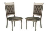 Luxury Silver Accent Tufted Upholstered Chairs Set of 2 Dining Side Chairs HSESF00F1705