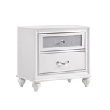 2 Drawers Nightstand with Acrylic Crystal Accents, White B016P255554