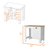 Vancouver 1-Door Kitchen Island with Open Shelf White and Macadamia B062103267