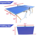 ZNTS 9ft Mid-Size Table Tennis Table Foldable & Portable Ping Pong Table Set for Indoor & Outdoor Games 04440983