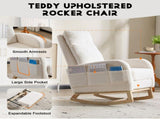 Modern Accent Rocking Chair Rocking Chair with Solid Wood Legs, Upholstered Nursery Glider Rocker, 88024389