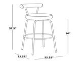 Fixed-Height Barstool with Swivel in Gold Metal and Cream Velvet - Set of 2 B202P471223