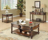 ZNTS Traditional Formal Marble Top End Table with Drawer Lower Shelf Mahogany Finish Spiral Turned Legs B011P175733