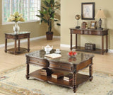 Traditional Formal Marble Top End Table with Drawer Lower Shelf Mahogany Finish Spiral Turned Legs B011P175733