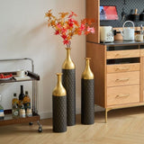 Black and Gold Metal Vase Set of 3 Floor Vases Ideal for Mother's Day Gift Wedding Decoration W2796P278078