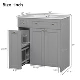 ZNTS 30-Inch Grey Bathroom Vanity with Ceramic Sink Combo, Abundant Storage Cabinet - 2 Soft-close Doors WF532032AAE