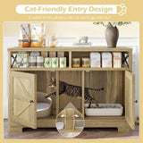 GO Cat Litter Box Enclosure for 2 Cats, Double Hidden Litter Box Furniture Cat Washroom, Farmhouse N704P270702D