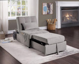 ZNTS Modern Lift Top Storage Bench with Pull-out Bed 1pc Brownish Gray Velvet Tufted Solid Wood Furniture B011P170006