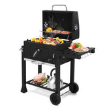 ZNTS Charcoal Grill with Foldable Side Table and Wheels, Heavy-duty BBQ Grill for Outdoor Picnics Patio 52462179