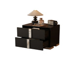 Elegant Nightstand with Metal Foot, Mirrored Bedside Table with 2 Drawers for Bedroom, Living Room, 22446657