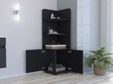Malibu 62" Tall Double Door Corner Linen Cabinet with Four Shelves B070P210744