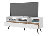 White and Natural Oak TV Stand with 3 Drawers and 3 Shelves B062P290223