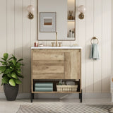 30" Modern Wood Fixture Bathroom Vanity, Bathroom with Sliding Drawer, Bathroom Storage N710P247136P