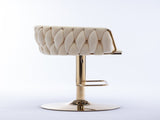 Set of 2 Bar Stools,with Chrome Footrest and Base Swivel Height Adjustable Mechanical Lifting Velvet W124956157