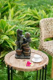 7.7x3.9x13.6" Brown and Gray Water Fountain with Antique Water Pump Design and LED Light W2078138943