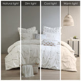 3 Piece Elastic Embroidered Cotton Comforter Set White King/Cal King B03596439