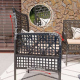 4 Pieces Outdoor Patio Furniture Set,PE Rattan Wicker Garden Conversation Chairs with Tempered Glass W2071P296910