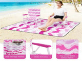 4-Piece Beach Set with 6.2ft Sun-Proof Umbrella, 2 Folding Chairs & 80"x80" Waterproof Blanket-Pink 29218585