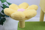 71 inch flower cat tree with large condo removable flower cushion and hammock yellow W243P326629