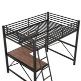 ZNTS Full Size Loft Metal&MDF Bed with Desk and Shelf, Black 26455589