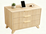 3-Drawer Cabinet with Slatted Fronts 31.5"*15.6"*29.72" Chest of Drawers Nightstand Oak 07218258